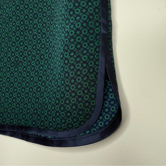 TORY BURCH Ames Careerwear Geometric Green Printed Silk Trim Retro Pencil Skirt - Picture 7 of 12